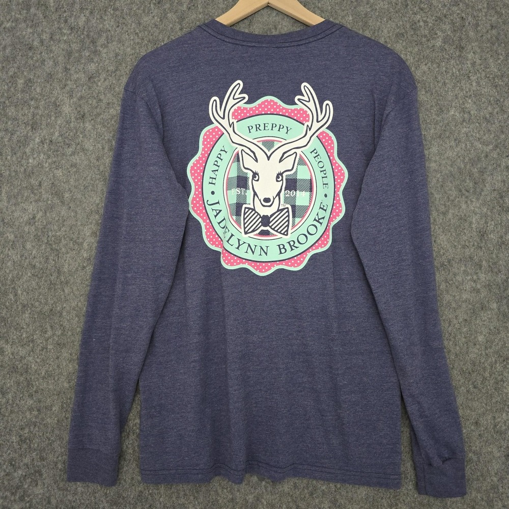 Jadelynn Brooke Shirt Womens M Blue Stripe Happy Preppy People Long Sleeve